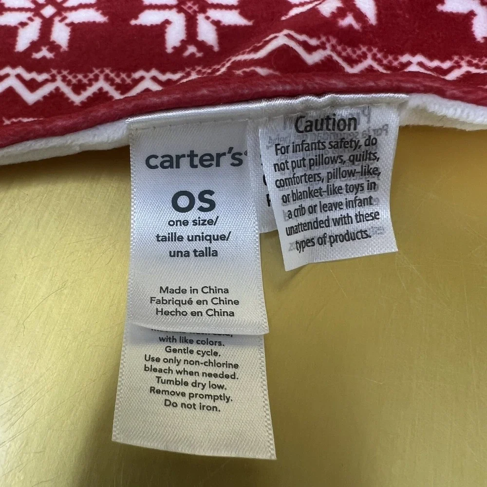 Carters Security Blanket Plush Baby Lovey Rattle white Bear w/ Red blanket 10x11